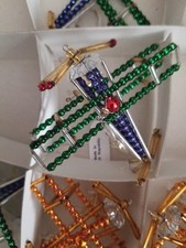 Vintage Mercury Glass beaded Christmas ornaments  Czech Republic NOS - airplane picture