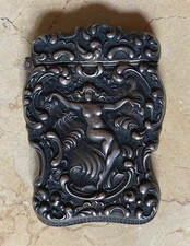 RARE Antique Unger Bros. Sterling Silver Vesta Match Safe Art Nouveau Wave Nymph picture