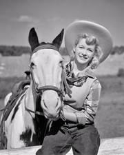 Vintage Blonde Cowgirl Horse 1940s BLK and White Matte Photo Reprint 8