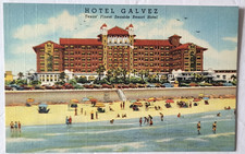 VTG 1944 GALVESTON TX PC Advertising HOTEL GALVEZ Seaside Resort MINT picture