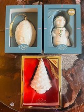 Lot of 3 Vintage Lenox Ivory 24 karat Gold accent Ornaments picture