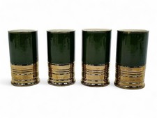 Lot 4 Vtg 1979 Trader Vic's Green Gold Ceramic Big Shot Glasses Shotgun Mugs 5