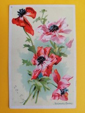 Old postcard fantasy flowers flowers blumen red anemones written in 1905 picture