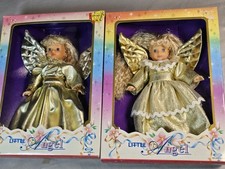 Set of two  vintage little angel CITITOY 1990 Gold Dress Wings NIB Christmas  picture