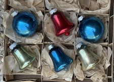 Vintage Shiny Brite Made In USA Bell Glass Ornaments picture