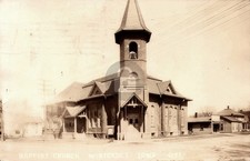 Winterset Iowa Main Street & Babtist Church RPPC Photo Postcard COPY picture