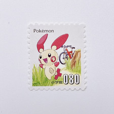 Pokemon Stamp Shogakukan Minun Vintage No.080 Retro Card Anime Japan Rare picture