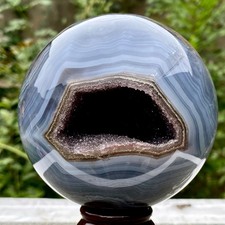 2.6LB  Amethyst Agate Sphere Polished Healing Crystal Ball Home Feng Shui Ornam picture