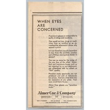 Vintage Almer Coe & Company Opticians Print Ad Chicago 1920s 1930s Eyeglasses picture
