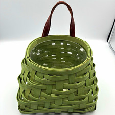 Longaberger Green Woven Storage Basket w/ leather handle  2017 picture
