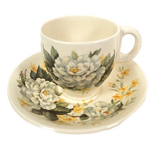 RARE Antique Grindley England Tea Cup & Saucer set in WHITE GARDENIA design picture