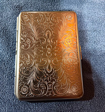 Antique Hansaware Germany Engraved Etched Metal Cigarette Or Business Card Case picture