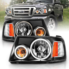 1Pc Black Replacement Headlights Corner Dual LED Halo Set for 01-11 Ford Ranger picture
