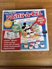Vintage Disney Paint A Cel Kit Mickey Minnie Pictures Craft New Sealed 1987 picture