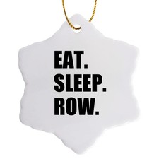 3dRose Eat Sleep Row - Fun Gift 3 inch Snowflake Porcelain Ornament picture