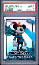 2026 TOPPS DISNEY NEON CHROME EPIC MICKEY #EM-12 BRAVE LITTLE TAILOR PSA 10 picture