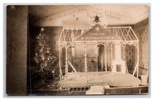 RPPC ~ Mt. Olive IL ~ Church interior at christmas ~ Mount Olive illinois picture