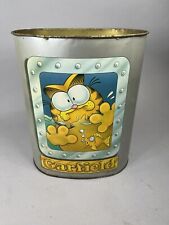 Vintage 1978 Garfield Metal Trash Can /Waste Basket Swimming With Fish picture