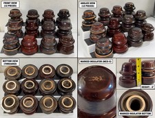 Lot of 12 Vintage Brown Porcelain Electrical Insulators 4” Utility Pole picture