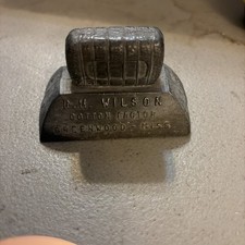Antique RH Wilson Cotton Factor cast iron paperweight bale Greenwood Miss Rare picture