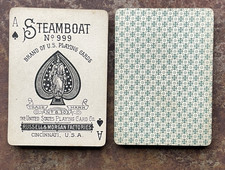 Antique c1890s US Playing Card Co Steamboat Playing Cards, 52/52 no J Green Star picture