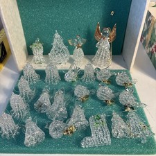24 Vintage Handmade Spun Glass Ornaments-Clear Glass Angel, Bird, Tree, Bell picture