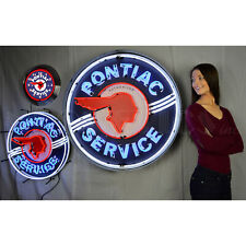PONTIAC SERVICE 36 INCH NEON SIGN IN METAL CAN Lamp Light picture
