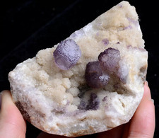 228g NATURAL QR CODE RARE PURPLE CUBIC FLUORITE CRYSTAL MINERAL  SPECIMEN picture