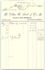 1890 Hartford CT Chas. R. Hart & Co. merchant billhead picture