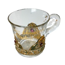 Souderton Pennsylvania PA Antique DEPRESSION Glass Souvenir Painted Trinket Cup picture