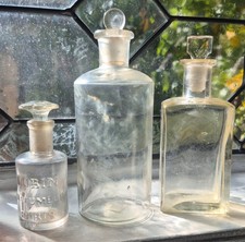 Lot of 3 antique  French perfume bottles with original stoppers picture