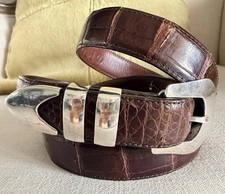 Calvin Begay Dine’ Navajo Sterling Silver Belt Buckle W/ Orvis Alligator Belt 46 picture