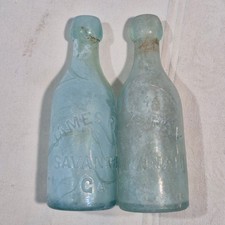 2 James Ray Savannah GA Blob Top Soda Bottles Georgia History 1870s picture