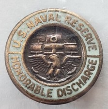 US NAVY Naval Reserve Honorable Discharge Lapel Button Pin Copper Tone NOS  picture