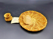 2pc Tohono O'odham Papago Baskets Signed Rachael Pablo Eldia Starry Arizona Tags picture