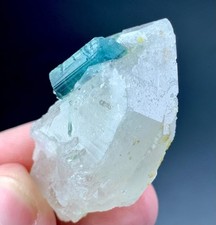 89 Carat Blue Tourmaline Crystal With Quartz Specimen From Afghanistan  picture