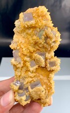126 Gram Tall Small Cubic Fluorite On Calcite Matrix From Baluchistan Pakistan. picture