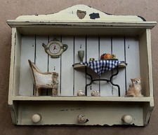 VTG Rustic Distressed 3D Shadow Box Diorama Art Wall Cottage-core aesthetic Cat picture