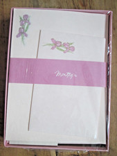 Vintage NEW Montag Boxed Stationery Set Purple Iris Flower 25 Sheets Envelopes picture