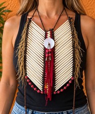 Vintage Native American Style Heavy Bone Breastplate Handmade Plains Choker picture