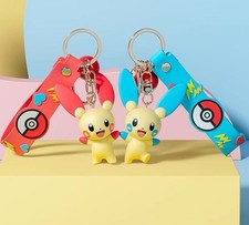 Official DUO Set Pokemon Keychain Minun & Plusle Mini Figure Bag Charm Seal New picture