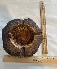 Vintage Italian Mid Century Modern Brown Genuine Alabaster Stone Ashtray MCM picture