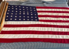 Vintage Valley Forge 48 Star American Flag WWII Era 3 x 5 Cotton Sewn  picture