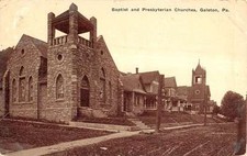 Galeton Pennsylvania Baptist Presbyterian Churches Antique Postcard K14449 picture