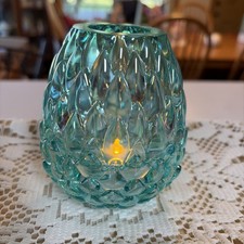 Olsen Glass Designs Teal Carnival Dragon Egg Fairy Lamp.  Limited Release picture