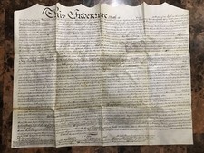 Rare Vintage Original 1846 Bucks County PA. Land Deed Indenture 19”x 23” picture