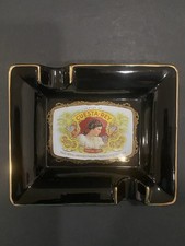 Rare VTG Ceramic Cuesta-Rey Cigar Ashtray in Custom Black with 24k Gold Edging picture