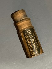 Antique BOWMAN's Old Fashioned Liver Pills - Early 1900' s Wooden Pill Bottle picture