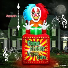 6.6 FT Halloween Inflatables Animated Clown with Music, Circus Clown Box Outdoo picture