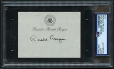 Ronald Reagan signed autograph 3x4 40th US President White House Stationery PSA picture